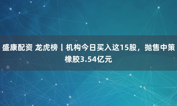 盛康配资 龙虎榜丨机构今日买入这15股，抛售中策橡胶3.54亿元