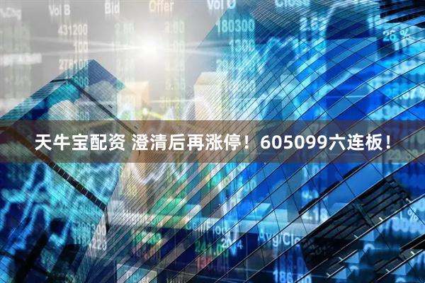 天牛宝配资 澄清后再涨停！605099六连板！