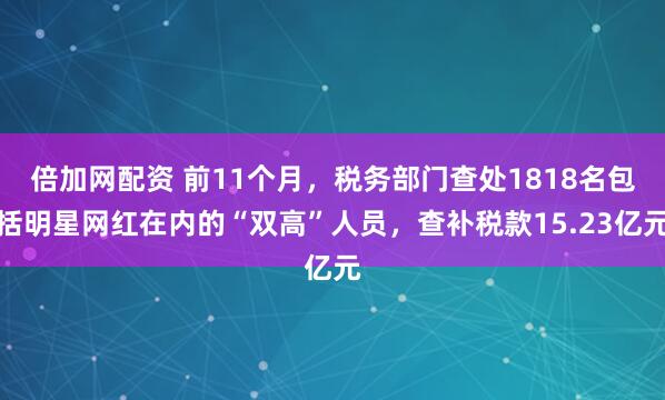 倍加网配资 前11个月,税务部门查处1818名包括明星网红在内的“双高”人员,查补税款15.23亿元