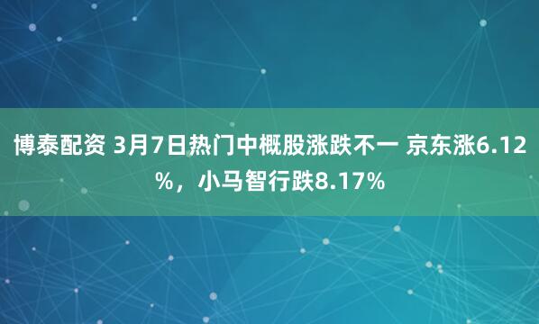 博泰配资 3月7日热门中概股涨跌不一 京东涨6.12%,小马智行跌8.17%